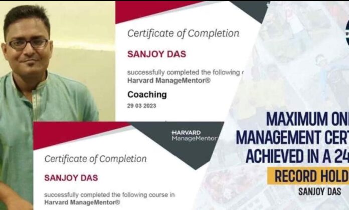 Assam Sanjoy Das Sets Online Management Certificate Record in 24 Hours
